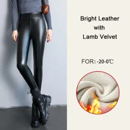 BIVIGAOS Autumn Winter Velvet PU Leather Leggings Women Sexy High Waist Fleece Matte Leather Leggings Thick Warm Leather Pants