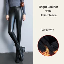 BIVIGAOS Autumn Winter Velvet PU Leather Leggings Women Sexy High Waist Fleece Matte Leather Leggings Thick Warm Leather Pants