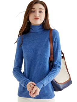 Turtleneck Sweater Woman Knitwears Tops 100% Merino Wool Long Sleeve Top Fashion Women Sweaters Vintage Knit Pullovers Clothing