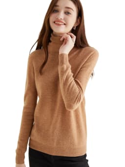 Turtleneck Sweater Woman Knitwears Tops 100% Merino Wool Long Sleeve Top Fashion Women Sweaters Vintage Knit Pullovers Clothing