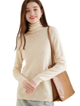 Turtleneck Sweater Woman Knitwears Tops 100% Merino Wool Long Sleeve Top Fashion Women Sweaters Vintage Knit Pullovers Clothing