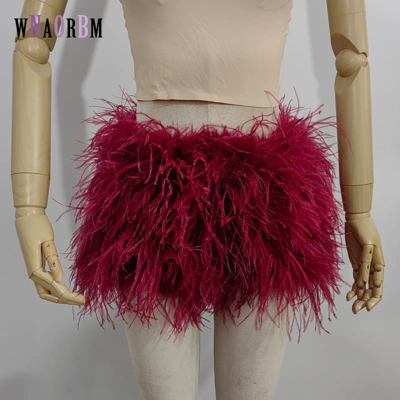 The Latest 100% Ostrich Feather Shorts Fashionable Sexy Comfortable Lace Fabric High Elasticity Suitable for Nightclubs Parties