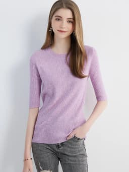 Women's Sweater Knitwears Tops 100% Pure Wool O-neck Short Sleeve Sweaters Pullover Jumper Knit Women Clothes Korean Fashion y2k
