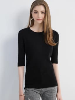 Women's Sweater Knitwears Tops 100% Pure Wool O-neck Short Sleeve Sweaters Pullover Jumper Knit Women Clothes Korean Fashion y2k