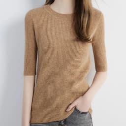 Women's Sweater Knitwears Tops 100% Pure Wool O-neck Short Sleeve Sweaters Pullover Jumper Knit Women Clothes Korean Fashion y2k