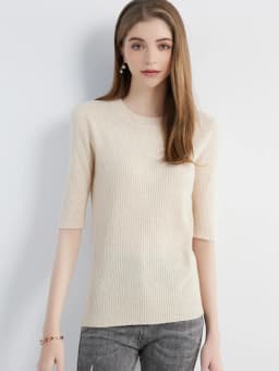 Women's Sweater Knitwears Tops 100% Pure Wool O-neck Short Sleeve Sweaters Pullover Jumper Knit Women Clothes Korean Fashion y2k