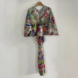 Miyake Pleated Dress Women's 2024 Spring New Graffiti Printed Bat Sleeve V-neck Long Dress At Leisure Party
