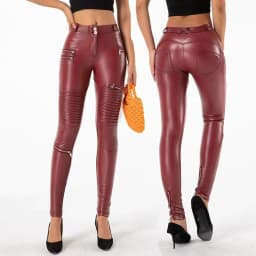 Women Faux Leather Grunge Motor Biker Pants Zipper Sexy Bodycon England Punk Style Pants Street Wear Nightclub Trousers Custom