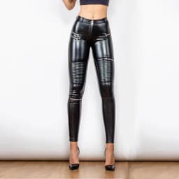 Women Faux Leather Grunge Motor Biker Pants Zipper Sexy Bodycon England Punk Style Pants Street Wear Nightclub Trousers Custom
