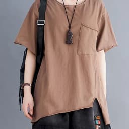 2026 Summer New T Shirt Women Korean Style Large Size Loose Solid Color Pocket T-shirt Thin All-match Irregular Short Sleeve Top