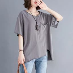 2026 Summer New T Shirt Women Korean Style Large Size Loose Solid Color Pocket T-shirt Thin All-match Irregular Short Sleeve Top