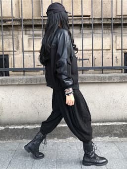 Amax luluE 2024 Spring Women Fashion Loose Vintage Faux Leather Cotton Jackets Ladies Luxury Punk Pu Coats Black Biker Outerwear