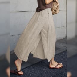Retro 100% Linen Women's Skirt Casual Solid Elastic High Waist Skirt Pants Korean Japanese Long Skirt Saia Feminina