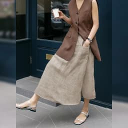 Retro 100% Linen Women's Skirt Casual Solid Elastic High Waist Skirt Pants Korean Japanese Long Skirt Saia Feminina