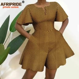 2026 African Clothes for Women Short Sleeve High Waist Print Jumpsuit Casual Cotton Summer Outfits Rompers Playsuits A2329001