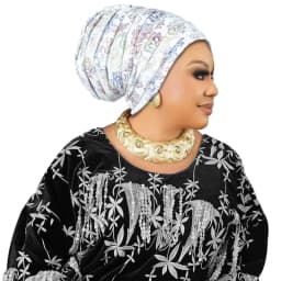 Glitter Full Body Pleated Turban Cap for Women 2025 Lady Head Wraps Muslim Headscarf Hat Turbante Mujer African Headpiece