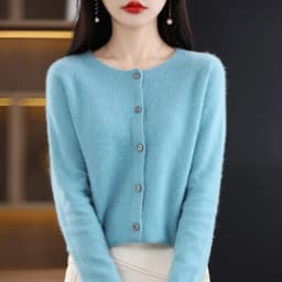 Spring Autumn Women's Fashion Merino Wool Sweater Knitted Cashmere Cardigan Basic Long Sleeve O-Neck Knitwear Clothing Tops
