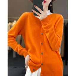 Spring Autumn Women's Fashion Merino Wool Sweater Knitted Cashmere Cardigan Basic Long Sleeve O-Neck Knitwear Clothing Tops