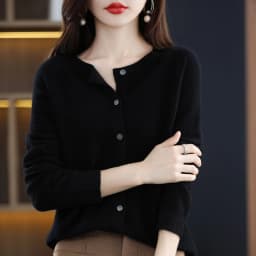 Spring Autumn Women's Fashion Merino Wool Sweater Knitted Cashmere Cardigan Basic Long Sleeve O-Neck Knitwear Clothing Tops