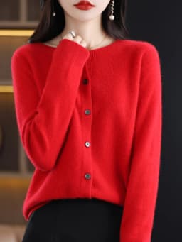 Spring Autumn Women's Fashion Merino Wool Sweater Knitted Cashmere Cardigan Basic Long Sleeve O-Neck Knitwear Clothing Tops