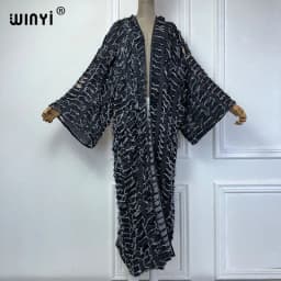 WINYI New Faashion Coat for Women New 2023 Loose Overcoat Autumn Hollow Denim Long Down Coat Swimsuit Cover Up Winter Kimono