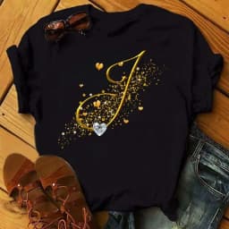 Cotton 100% New Watercolor Letter Fashion Women's T-shirt Personality Design Sense Letter Short Sleeve Oversized T Shirt