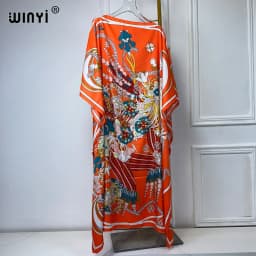 WINYI 2024 turkey dresses for women luxury boho new print muslim woman dubai Free Size Design Maxi Loose African Elegant Dress