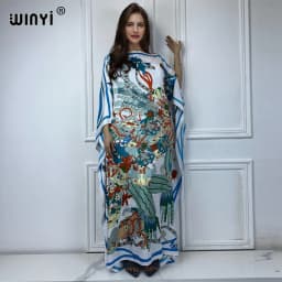 WINYI 2024 turkey dresses for women luxury boho new print muslim woman dubai Free Size Design Maxi Loose African Elegant Dress