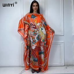 WINYI 2024 turkey dresses for women luxury boho new print muslim woman dubai Free Size Design Maxi Loose African Elegant Dress