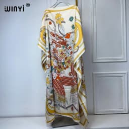 WINYI 2024 turkey dresses for women luxury boho new print muslim woman dubai Free Size Design Maxi Loose African Elegant Dress