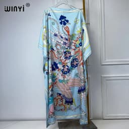 WINYI 2024 turkey dresses for women luxury boho new print muslim woman dubai Free Size Design Maxi Loose African Elegant Dress