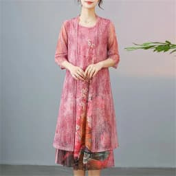 Women Chiffon Dress Set Summer 2 Piece Set Fashion Sunscreen Cardigan Jacket Mother Elegant Lace Dress Suit Noble Femme 4XL