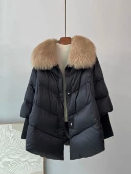 2026 New Womens Winter Coat White Duck Down Jacket With Big Woolen Collar Female Loose Outerwear Fashion Overcoat