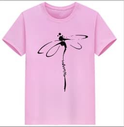 Tops Dragonfly Printed Original Collar Casual Base Shirt Short-sleeved Women's T-shirt Oversized T Shirt Clothes Tees