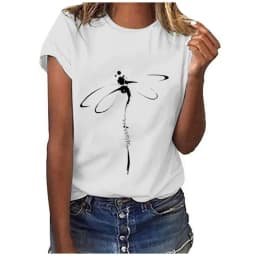 Tops Dragonfly Printed Original Collar Casual Base Shirt Short-sleeved Women's T-shirt Oversized T Shirt Clothes Tees