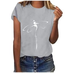 Tops Dragonfly Printed Original Collar Casual Base Shirt Short-sleeved Women's T-shirt Oversized T Shirt Clothes Tees