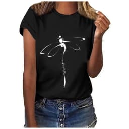 Tops Dragonfly Printed Original Collar Casual Base Shirt Short-sleeved Women's T-shirt Oversized T Shirt Clothes Tees