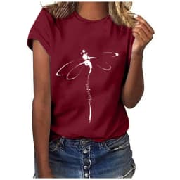 Tops Dragonfly Printed Original Collar Casual Base Shirt Short-sleeved Women's T-shirt Oversized T Shirt Clothes Tees