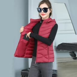 Solid Short Style Vest for Women Cotton Padded Women's Winter Sleeveless Jacket with Zipper Stand Collar Casual Coats