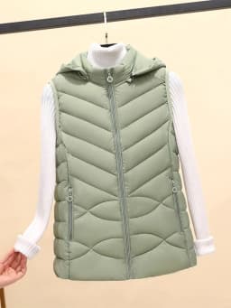 Solid Short Style Vest for Women Cotton Padded Women's Winter Sleeveless Jacket with Zipper Stand Collar Casual Coats