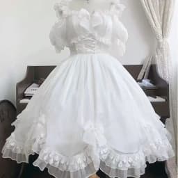 Coalfell Original Solid Color "Swan's Death" Lolita JSK Dress Women FS Full Set Lolita Vestido Fairy Dress Birthday Party Dress
