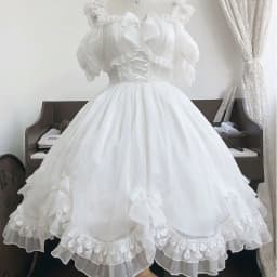 Coalfell Original Solid Color "Swan's Death" Lolita JSK Dress Women FS Full Set Lolita Vestido Fairy Dress Birthday Party Dress