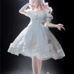 Coalfell Original Solid Color "Swan's Death" Lolita JSK Dress Women FS Full Set Lolita Vestido Fairy Dress Birthday Party Dress