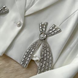 Chic Turn-down Collar Basics Long Sleeve Elegant Rhinestone Butterfly Loose Coat French Streetwear High Street Autumn Winter Top