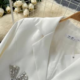 Chic Turn-down Collar Basics Long Sleeve Elegant Rhinestone Butterfly Loose Coat French Streetwear High Street Autumn Winter Top