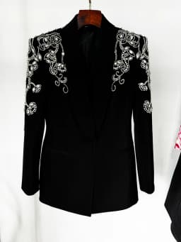 HIGH STREET Newest Fashion 2026 Women's Diamonds Rhinestone Beaded Blazer Mermaid Long Skirt