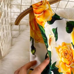 Fashion Runway Summer Midi Long Women Dress O-Neck Sleeveless Elegant Yellow Rose Print Office Lady Work Wear Vestidos 6839