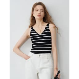 TOYOUTH Suspended Vest For Women's 2024 Summer New Suit With V-neck Knitted Bottom