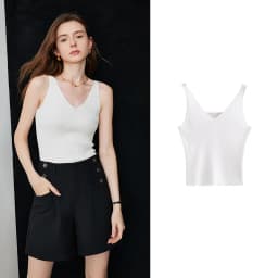 TOYOUTH Suspended Vest For Women's 2024 Summer New Suit With V-neck Knitted Bottom