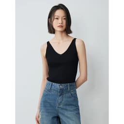 TOYOUTH Suspended Vest For Women's 2024 Summer New Suit With V-neck Knitted Bottom